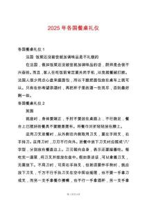 2025年各國(guó)餐桌禮儀