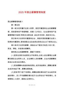 2025年國企薪酬管理制度