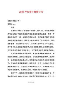 2025年在校打架檢討書