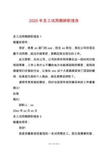 2025年員工試用期辭職報(bào)告