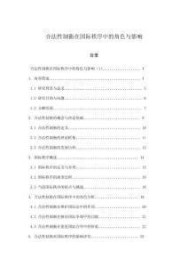 合法性制衡在國際秩序中的角色與影響