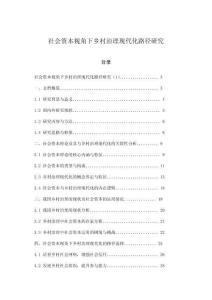 社會資本視角下鄉村治理現代化路徑研究