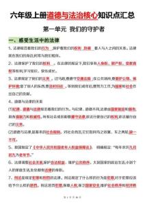 六上道德與法治【全冊(cè)知識(shí)點(diǎn)匯總】