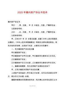 2025年婚內(nèi)財(cái)產(chǎn)協(xié)議書范本