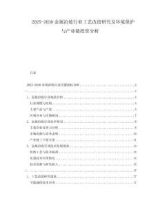 2025-2030金屬冶煉行業(yè)工藝改進(jìn)研究及環(huán)境保護(hù)與產(chǎn)業(yè)鏈投資分析