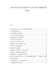 2025-2030中國(guó)文化娛樂(lè)產(chǎn)業(yè)IP開(kāi)發(fā)與變現(xiàn)路徑研究報(bào)告