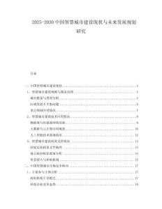 2025-2030中國智慧城市建設現狀與未來發展規劃研究
