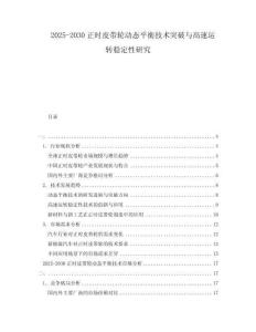 2025-2030正時皮帶輪動態平衡技術突破與高速運轉穩定性研究