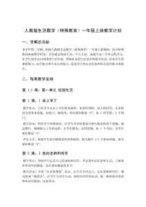 2025-2026人教版生活数学（特殊教育）一年级上册教学计划、每课教学设计（附目录）