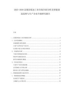 2025-2030金屬冶煉加工業(yè)市場全面分析及智能制造趨勢與生產企業(yè)升級研究報告