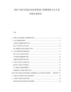 2025-2030高端正時皮帶輪進口依賴現(xiàn)狀與自主化突圍方案研究