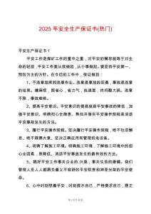 2025年安全生產(chǎn)保證書(熱門)