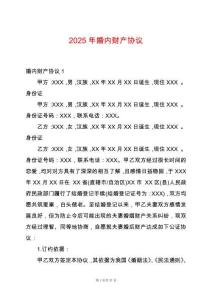 2025年婚內(nèi)財(cái)產(chǎn)協(xié)議