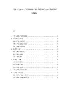 2025-2030中國(guó)氫能源產(chǎn)業(yè)發(fā)展戰(zhàn)略與市場(chǎng)機(jī)遇研究報(bào)告