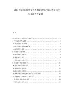 2025-2030口腔種植體表面處理技術臨床效果比較與市場教育策略