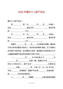 2025年婚內個人財產協議