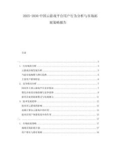 2025-2030中國(guó)云游戲平臺(tái)用戶行為分析與市場(chǎng)拓展策略報(bào)告