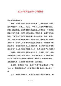 2025年安全實訓心得體會