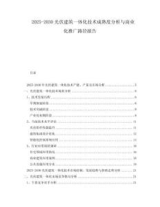 2025-2030光伏建筑一體化技術(shù)成熟度分析與商業(yè)化推廣路徑報(bào)告