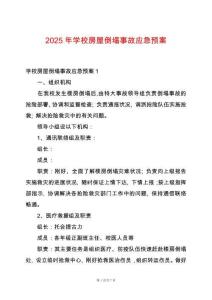 2025年學校房屋倒塌事故應急預案