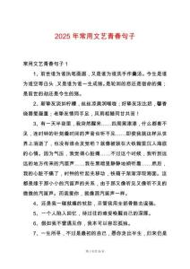 2025年常用文藝青春句子