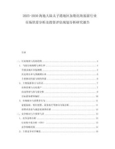 2025-2030海地大陸太子港地區(qū)加勒比海旅游行業(yè)市場供需分析及投資評估規(guī)劃分析研究報(bào)告