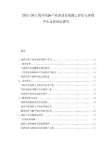 2025-2030海洋經濟產業市場發展潛力評估與涉海產業發展規劃研究