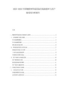 2025-2030中國物聯(lián)網(wǎng)終端設備市場滲透率與用戶接受度分析報告
