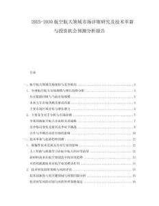 2025-2030航空航天領域市場詳細研究及技術革新與投資機會預測分析報告