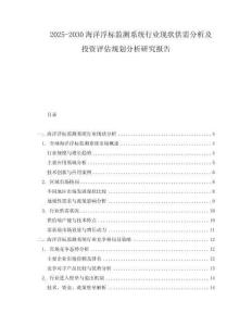 2025-2030海洋浮標(biāo)監(jiān)測系統(tǒng)行業(yè)現(xiàn)狀供需分析及投資評估規(guī)劃分析研究報(bào)告