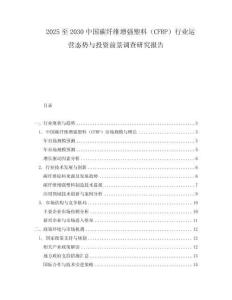 2025至2030中國碳纖維增強塑料（CFRP）行業運營態勢與投資前景調查研究報告