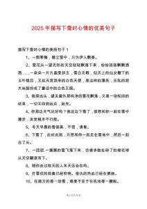 2025年描寫下雪時心情的優(yōu)美句子