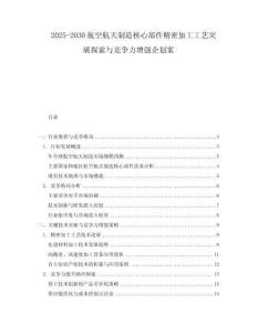 2025-2030航空航天制造核心部件精密加工工藝突破探索與競(jìng)爭(zhēng)力增強(qiáng)企劃案