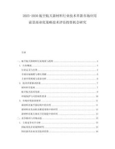2025-2030航空航天新材料行業(yè)技術革新市場應用前景商業(yè)化策略技術評估投資機會研究