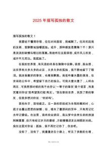 2025年描寫孤獨的散文