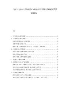 2025-2030中國電競產業商業化變現與版權運營策略報告