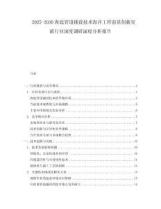 2025-2030海底管道鋪設(shè)技術(shù)海洋工程前景創(chuàng)新突破行業(yè)深度調(diào)研深度分析報(bào)告
