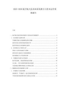 2025-2030航空航天技術商業(yè)化潛力與資本運作策略報告
