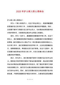 2025年護士新入職心得體會