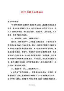 2025年敬業(yè)心得體會