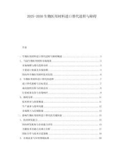 2025-2030生物醫用材料進口替代進程與障礙