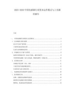 2025-2030中國電感器行業資本運作模式與上市路徑報告