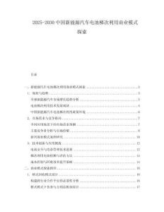 2025-2030中國新能源汽車電池梯次利用商業模式探索