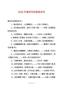 2025年描寫冬的唯美詩句