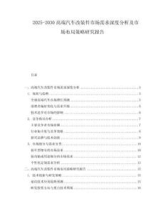 2025-2030高端汽車(chē)改裝件市場(chǎng)需求深度分析及市場(chǎng)布局策略研究報(bào)告