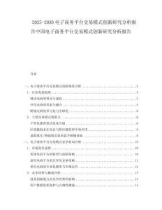 2025-2030電子商務平臺交易模式創新研究分析報告中國電子商務平臺交易模式創新研究分析報告