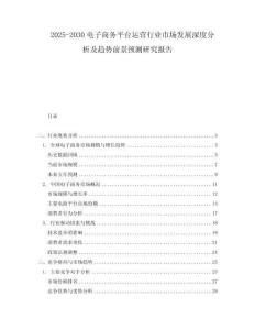 2025-2030電子商務平臺運營行業市場發展深度分析及趨勢前景預測研究報告