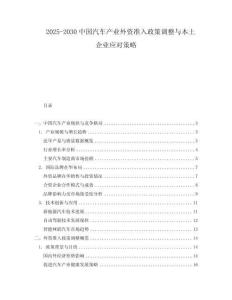 2025-2030中國汽車產業外資準入政策調整與本土企業應對策略