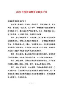 2025年服裝銷售晉級自我評價