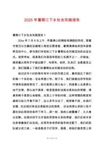 2025年暑期三下鄉社會實踐報告